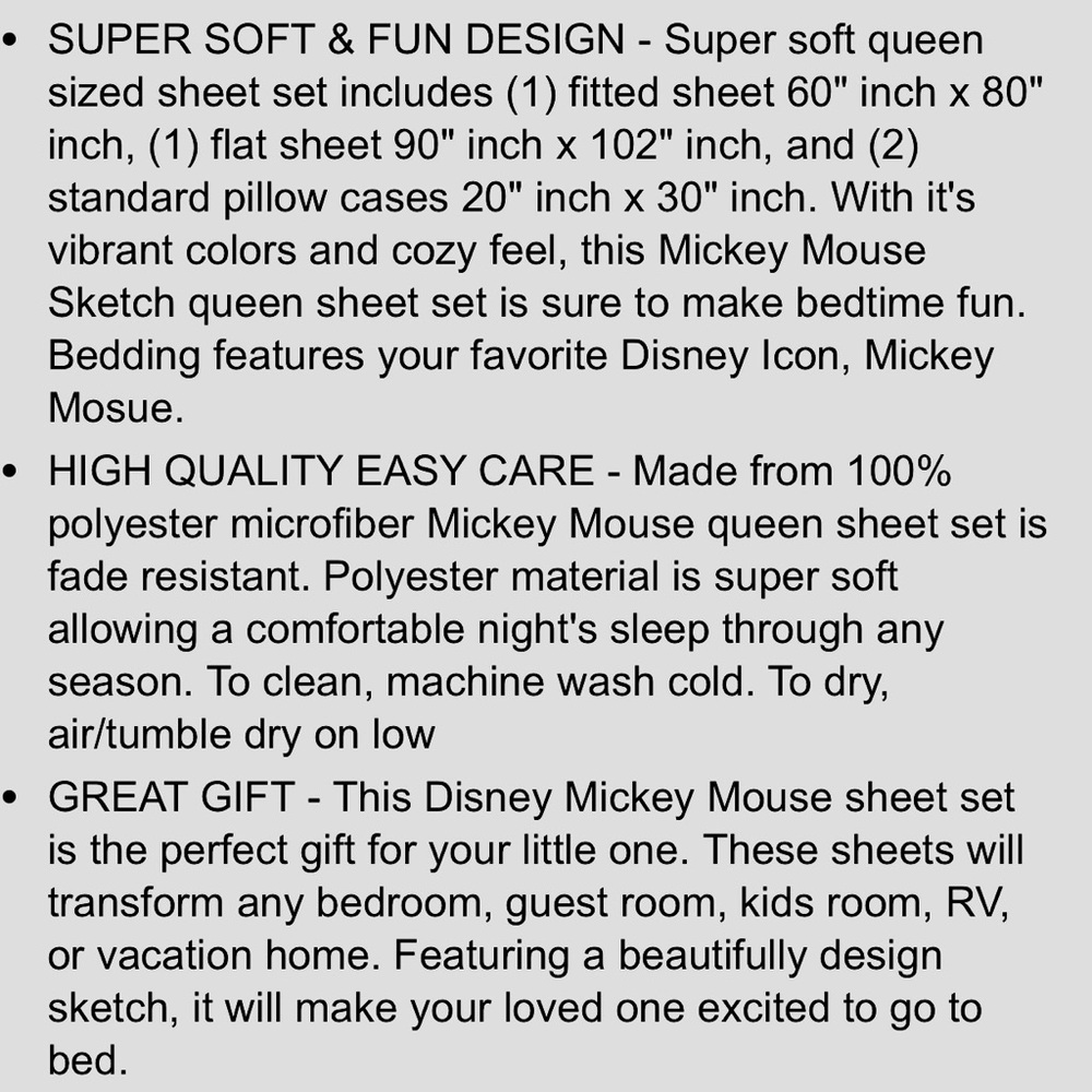 Disney QUEEN Sheet Set - Black and White NEW! - Picture 13 of 13